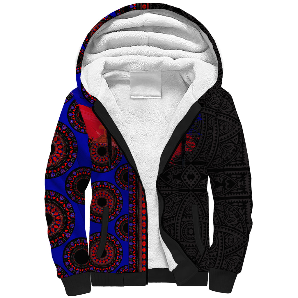 Haiti Flag Day African Seamless Pattern Sherpa Hoodie