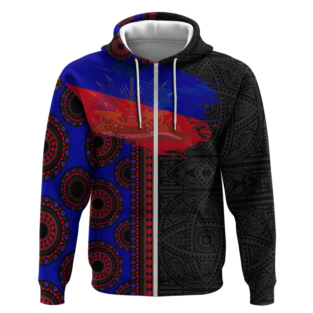 Haiti Flag Day African Seamless Pattern Zip Hoodie