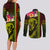 Hawaiian Reggae Music Couples Matching Long Sleeve Bodycon Dress and Long Sleeve Button Shirt Jamaica Singer Tribal Polynesian and Hibiscus - Wonder Print Shop