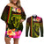 Hawaiian Reggae Music Couples Matching Off Shoulder Short Dress and Long Sleeve Button Shirt Jamaica Singer Tribal Polynesian and Hibiscus - Wonder Print Shop