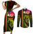 Hawaiian Reggae Music Couples Matching Short Sleeve Bodycon Dress and Long Sleeve Button Shirt Jamaica Singer Tribal Polynesian and Hibiscus - Wonder Print Shop