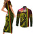 Hawaiian Reggae Music Couples Matching Short Sleeve Bodycon Dress and Long Sleeve Button Shirt Jamaica Singer Tribal Polynesian and Hibiscus - Wonder Print Shop