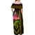 Hawaiian Reggae Music Off Shoulder Maxi Dress Jamaica Singer Tribal Polynesian and Hibiscus - Wonder Print Shop