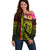 Hawaiian Reggae Music Off Shoulder Sweater Jamaica Singer Tribal Polynesian and Hibiscus - Wonder Print Shop