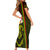 Hawaiian Reggae Music Short Sleeve Bodycon Dress Jamaica Singer Tribal Polynesian and Hibiscus