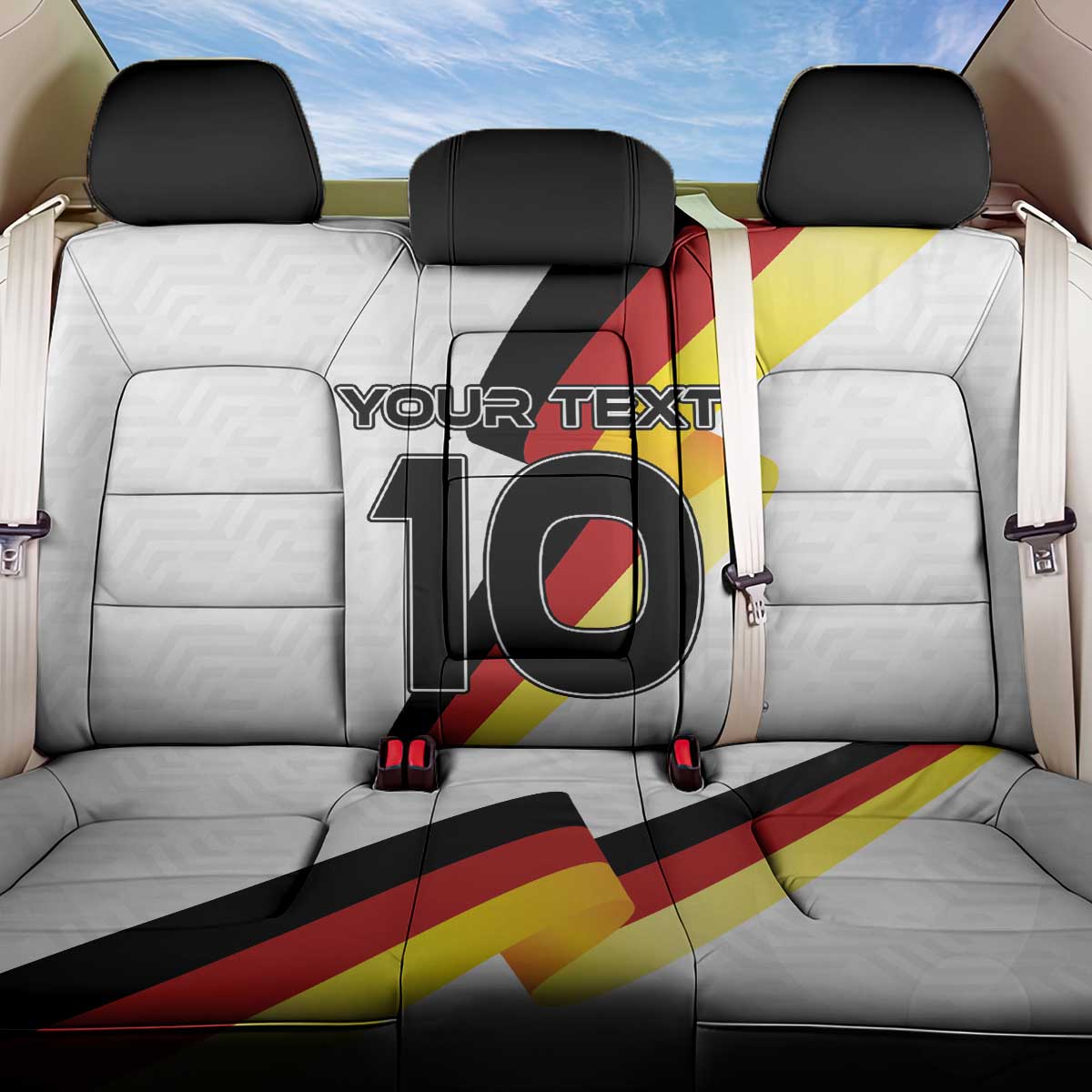 Custom Germany Football Road to the 4th European Championship Back Car Seat Cover White Color - Wonder Print Shop