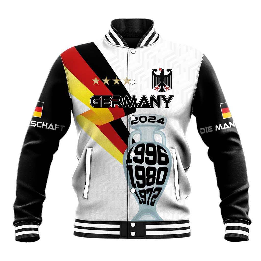 Custom Germany Football Road to the 4th European Championship Baseball Jacket White Color - Wonder Print Shop