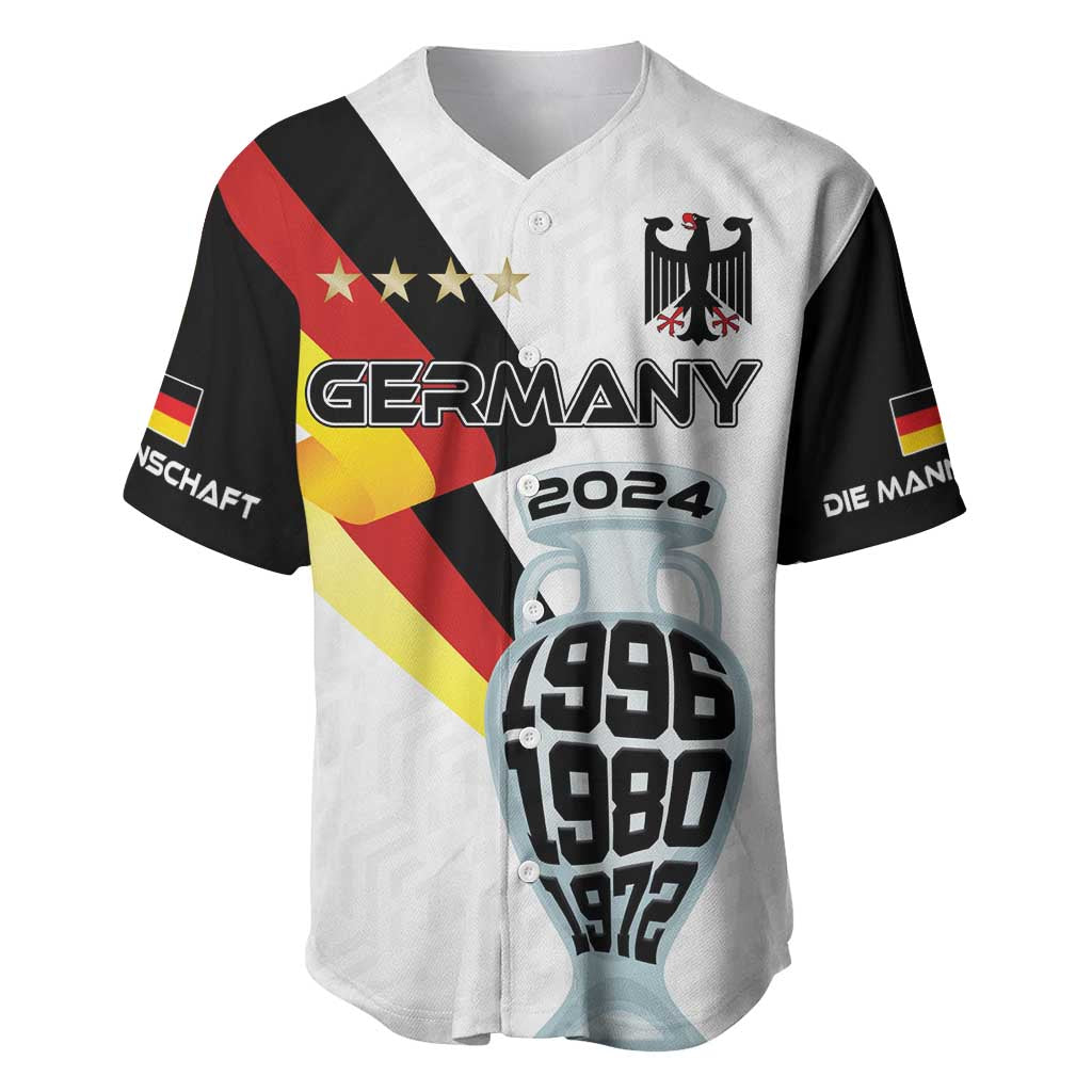 Custom Germany Football Road to the 4th European Championship Baseball Jersey White Color - Wonder Print Shop