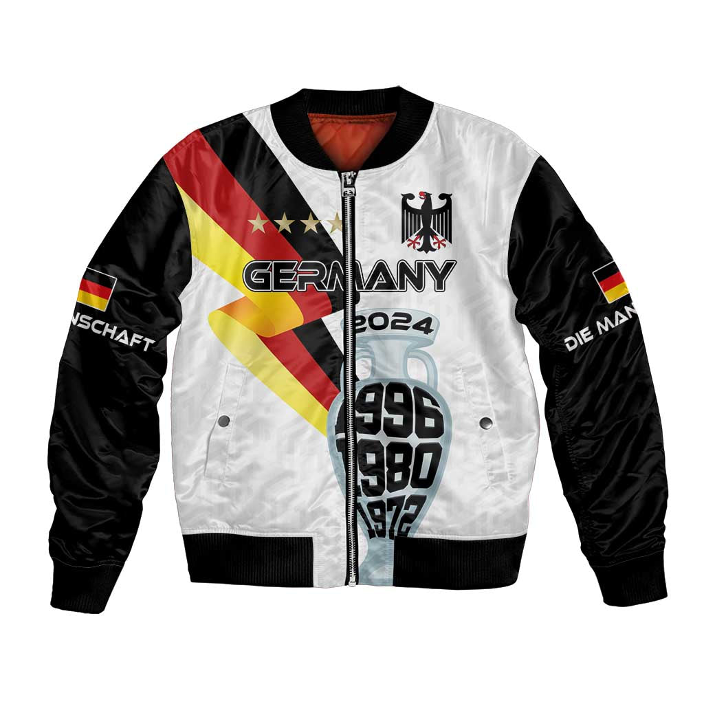 Custom Germany Football Road to the 4th European Championship Bomber Jacket White Color - Wonder Print Shop