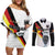 Custom Germany Football Road to the 4th European Championship Couples Matching Off Shoulder Short Dress and Long Sleeve Button Shirt White Color - Wonder Print Shop