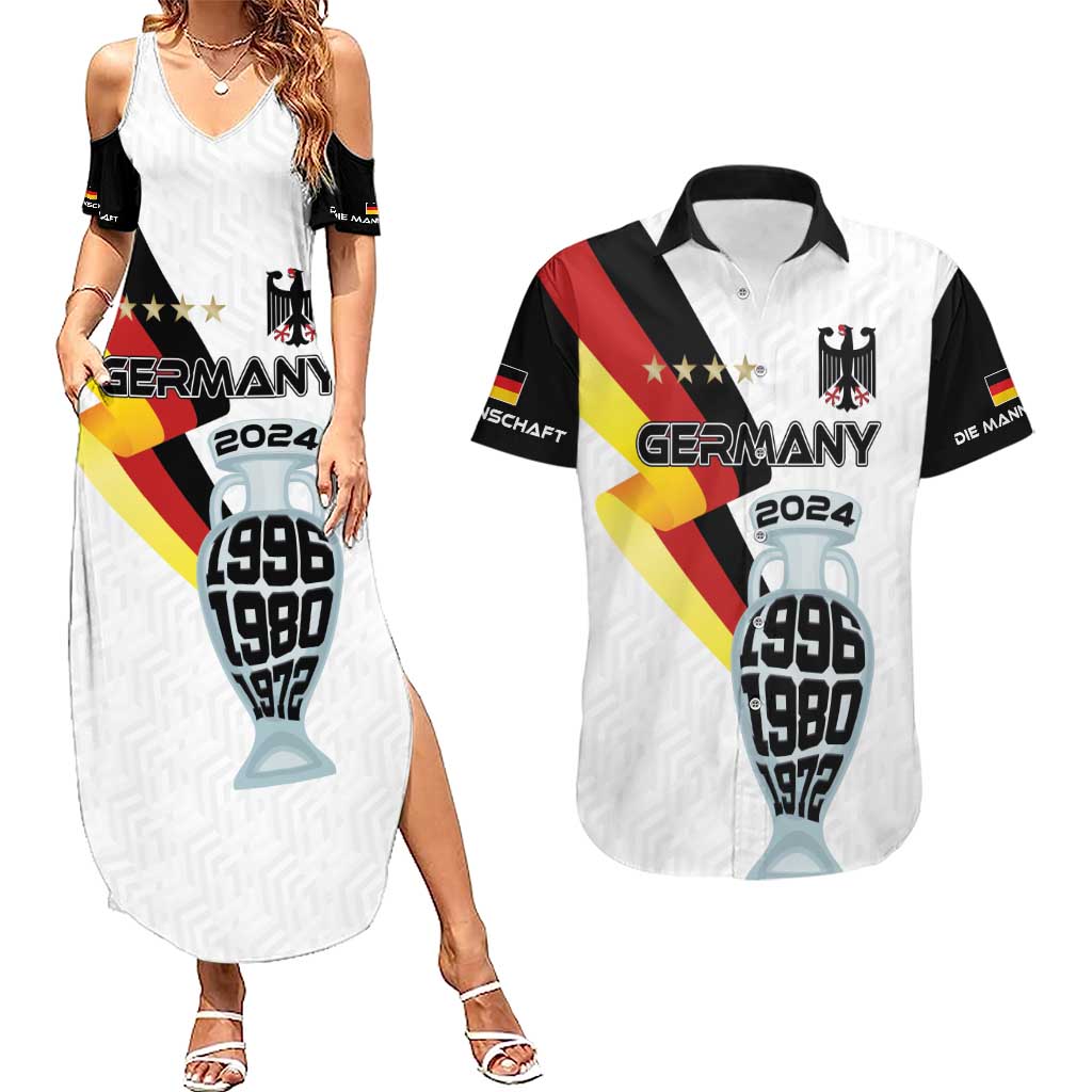 Custom Germany Football Road to the 4th European Championship Couples Matching Summer Maxi Dress and Hawaiian Shirt White Color - Wonder Print Shop