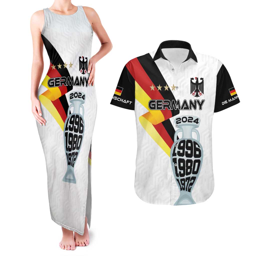 Custom Germany Football Road to the 4th European Championship Couples Matching Tank Maxi Dress and Hawaiian Shirt White Color - Wonder Print Shop