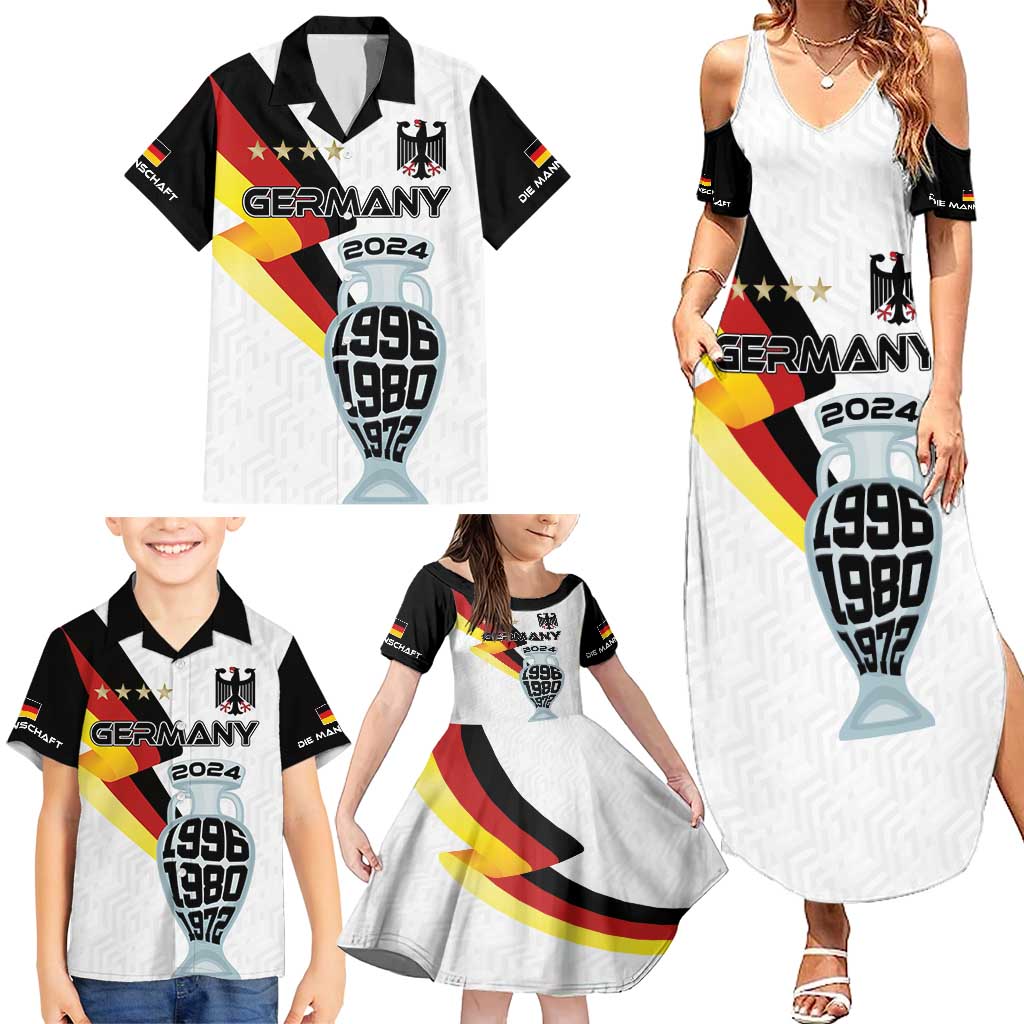 Custom Germany Football Road to the 4th European Championship Family Matching Summer Maxi Dress and Hawaiian Shirt White Color - Wonder Print Shop