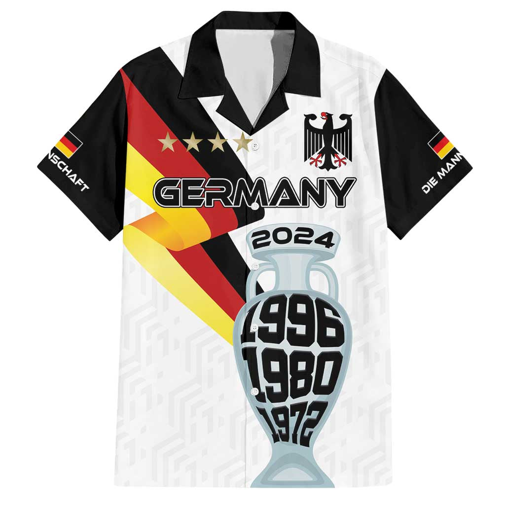 Custom Germany Football Road to the 4th European Championship Hawaiian Shirt White Color - Wonder Print Shop