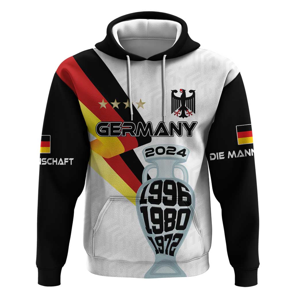 Custom Germany Football Road to the 4th European Championship Hoodie White Color - Wonder Print Shop