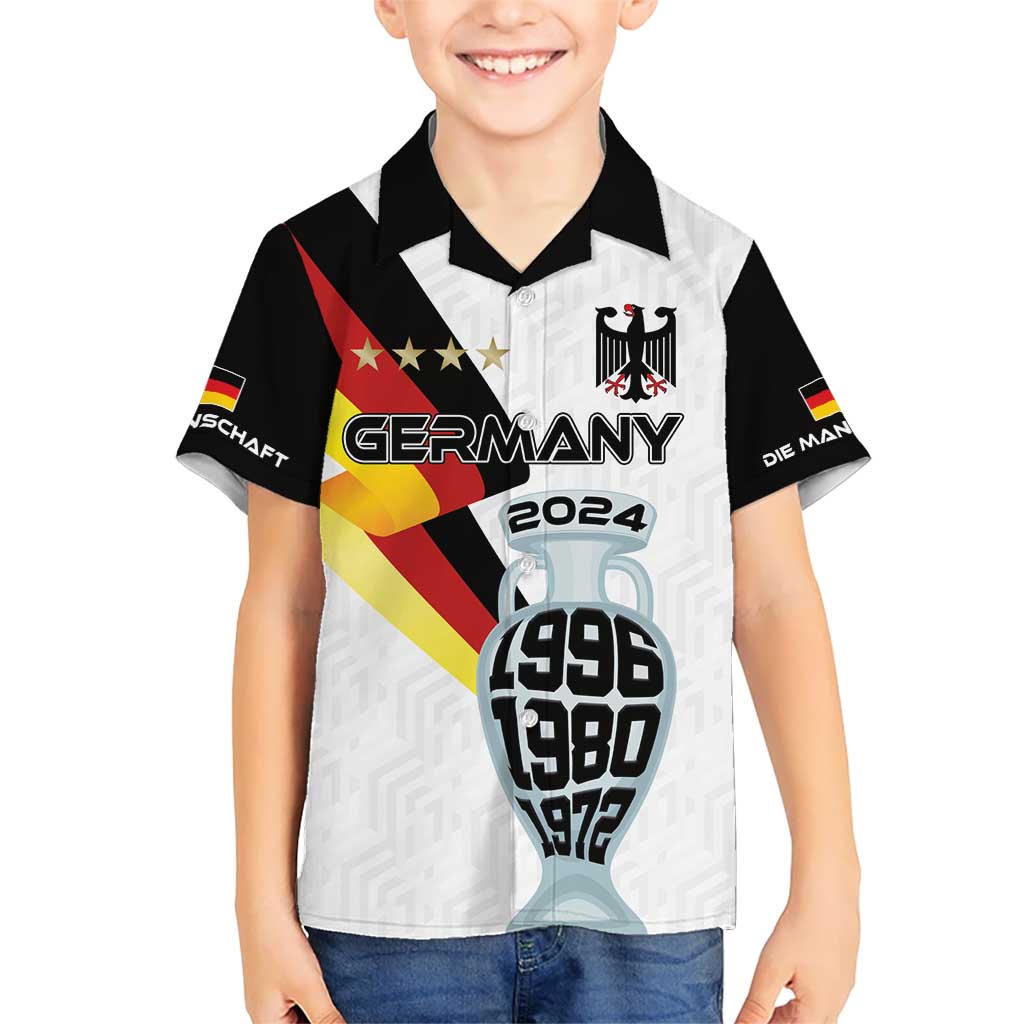 Custom Germany Football Road to the 4th European Championship Kid Hawaiian Shirt White Color - Wonder Print Shop