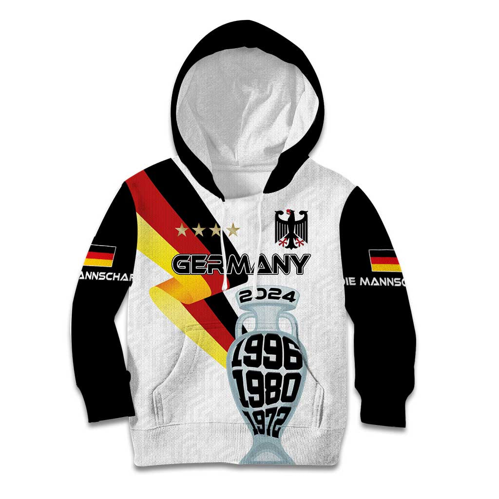 Custom Germany Football Road to the 4th European Championship Kid Hoodie White Color - Wonder Print Shop