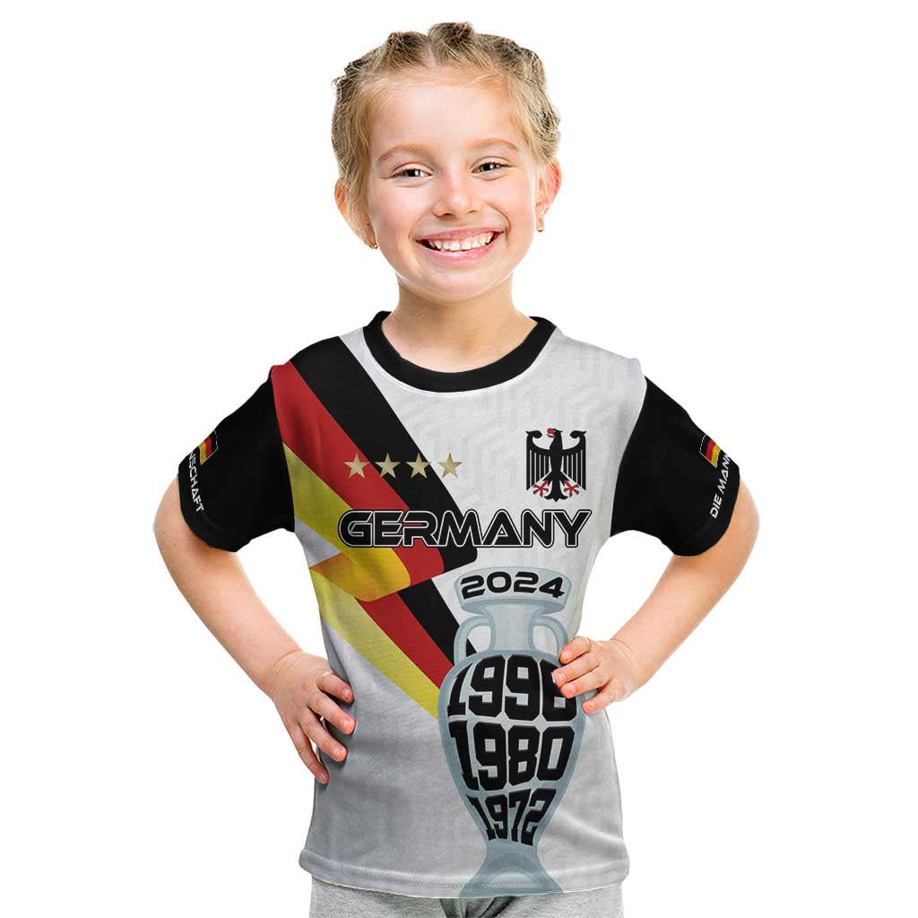 Custom Germany Football Road to the 4th European Championship Kid T Shirt White Color - Wonder Print Shop