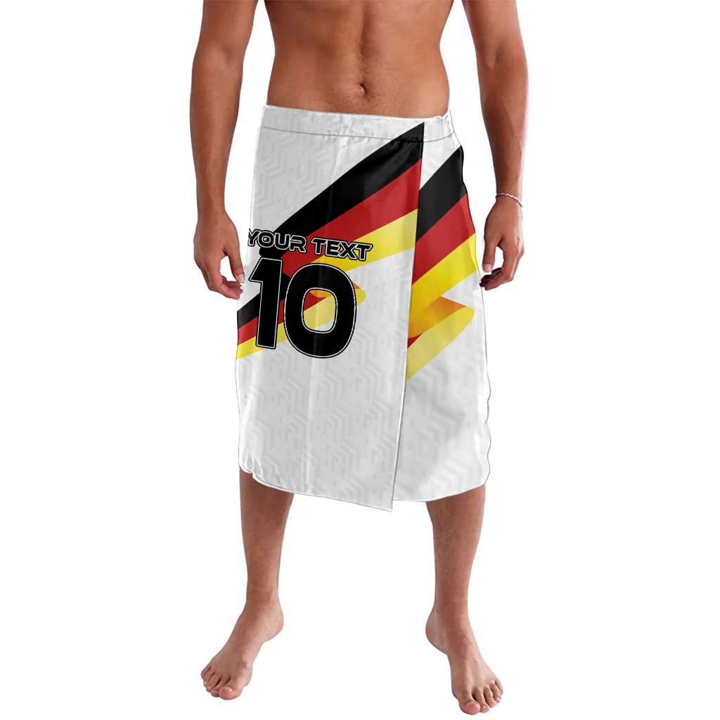 White Germany-themed lavalava sarong with flag graphic, diagonal stripes, and number 10