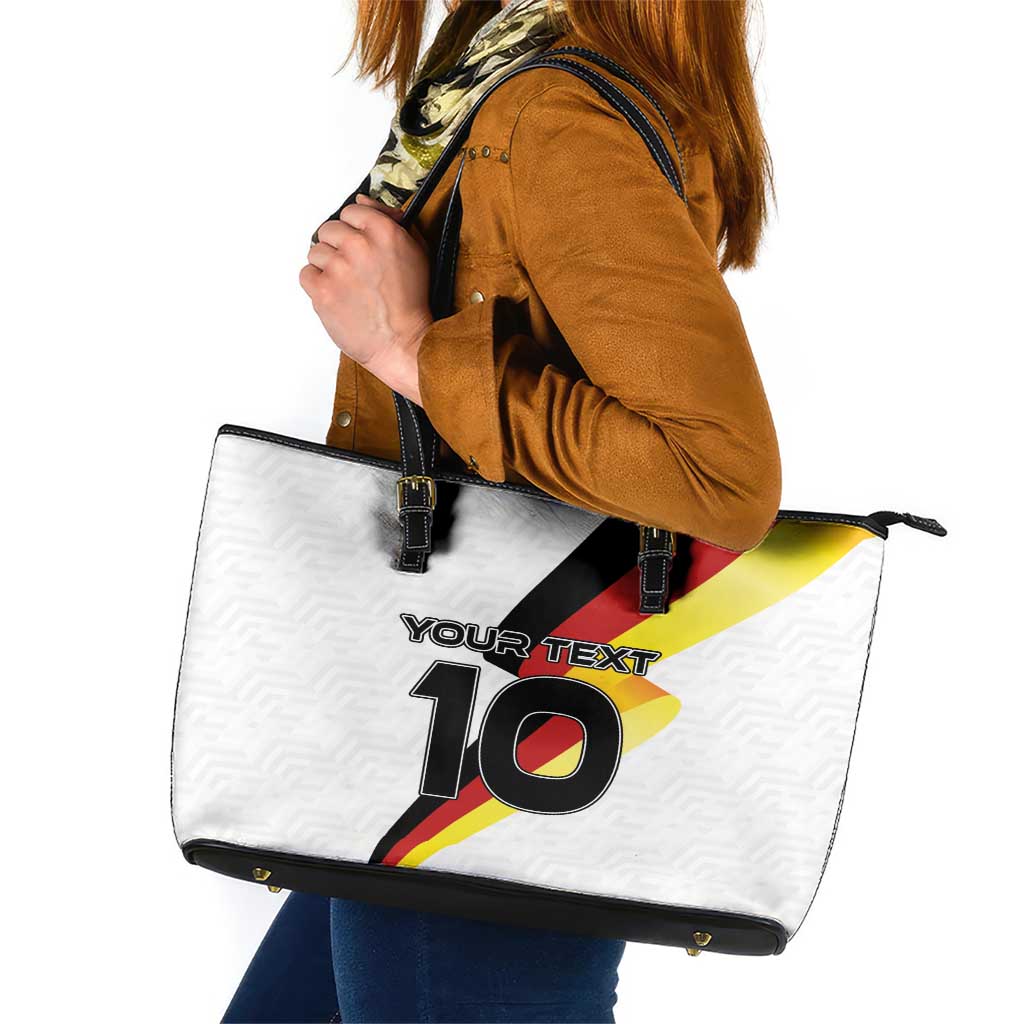 Custom Germany Football Road to the 4th European Championship Leather Tote Bag White Color - Wonder Print Shop