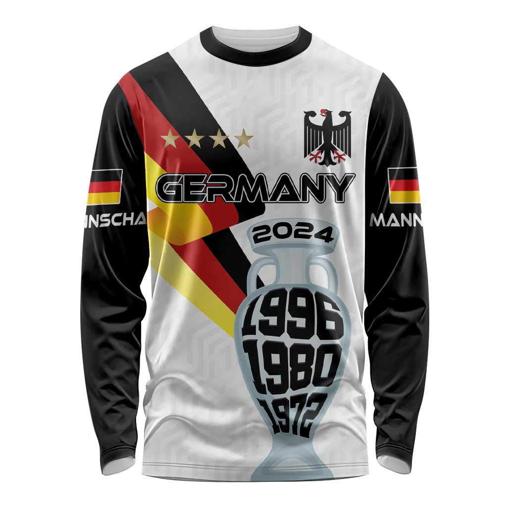 Custom Germany Football Road to the 4th European Championship Long Sleeve Shirt White Color - Wonder Print Shop