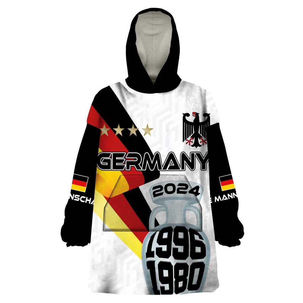 Custom Germany Football Road to the 4th European Championship Wearable Blanket Hoodie White Color