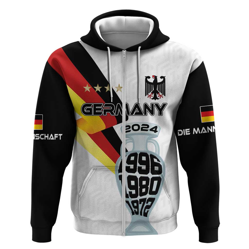 Custom Germany Football Road to the 4th European Championship Zip Hoodie White Color