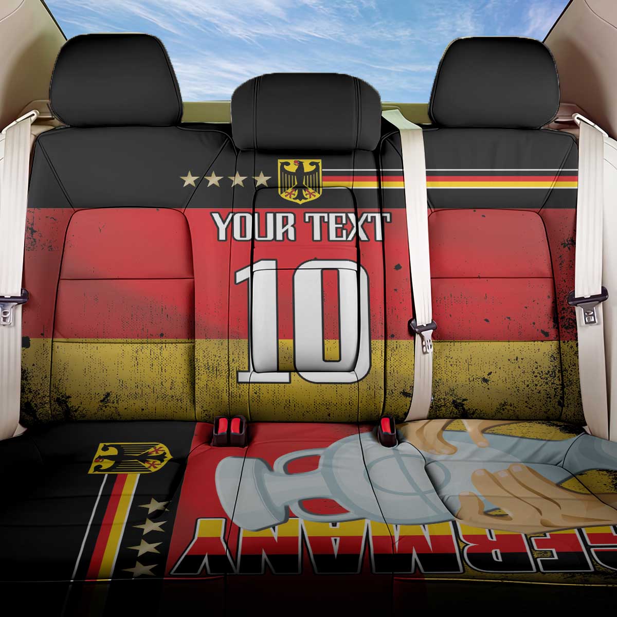 Custom Germany Football Road to the 4th European Championship Back Car Seat Cover Black Color - Wonder Print Shop