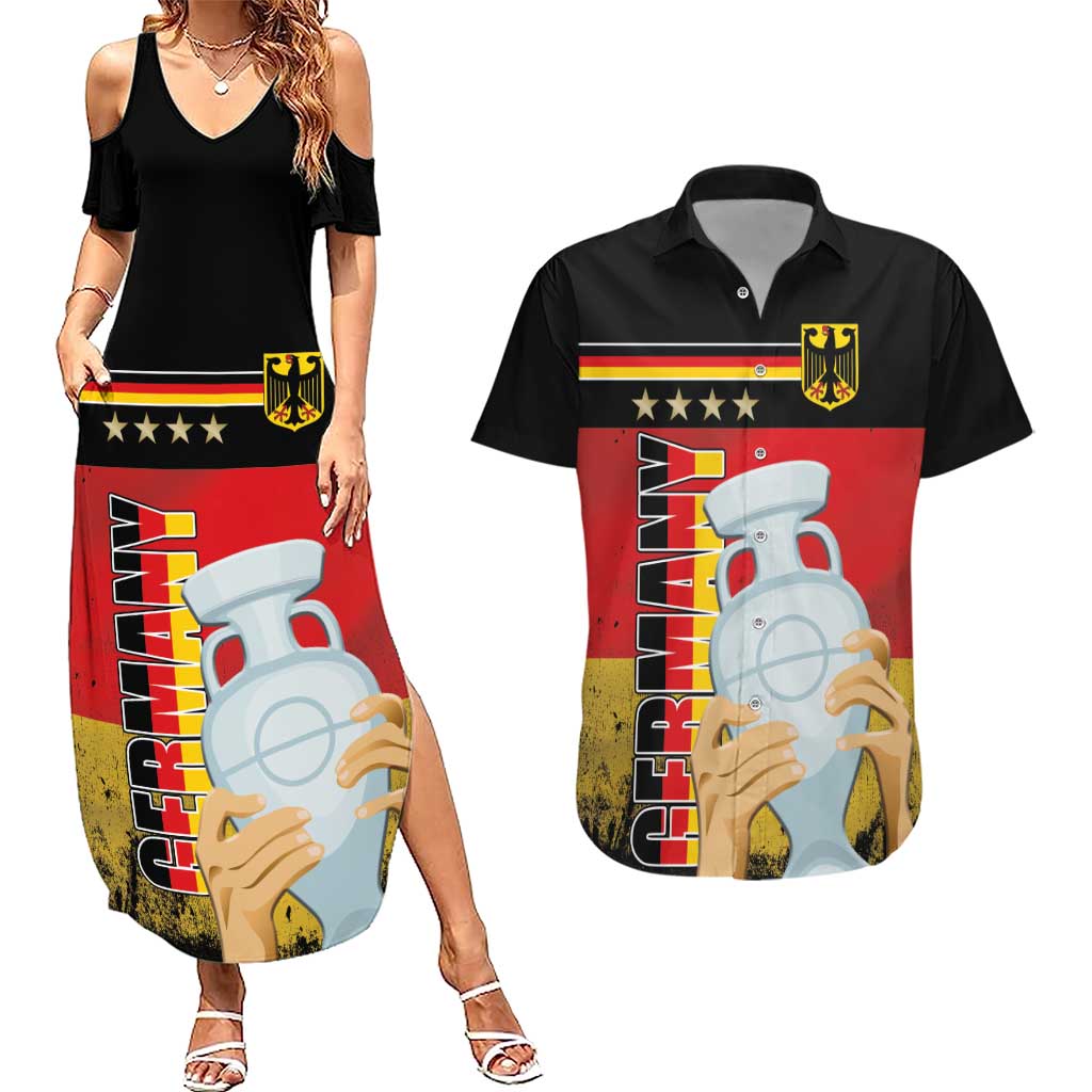 Custom Germany Football Road to the 4th European Championship Couples Matching Summer Maxi Dress and Hawaiian Shirt Black Color - Wonder Print Shop