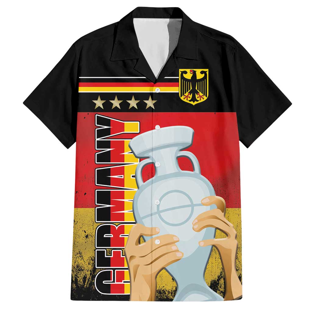 Custom Germany Football Road to the 4th European Championship Hawaiian Shirt Black Color - Wonder Print Shop