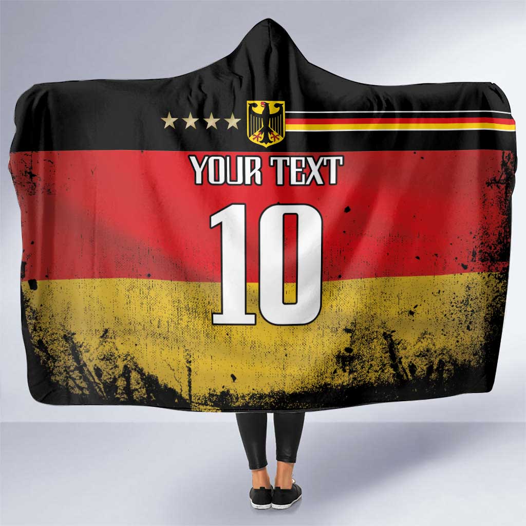 Custom Germany Football Road to the 4th European Championship Hooded Blanket Black Color