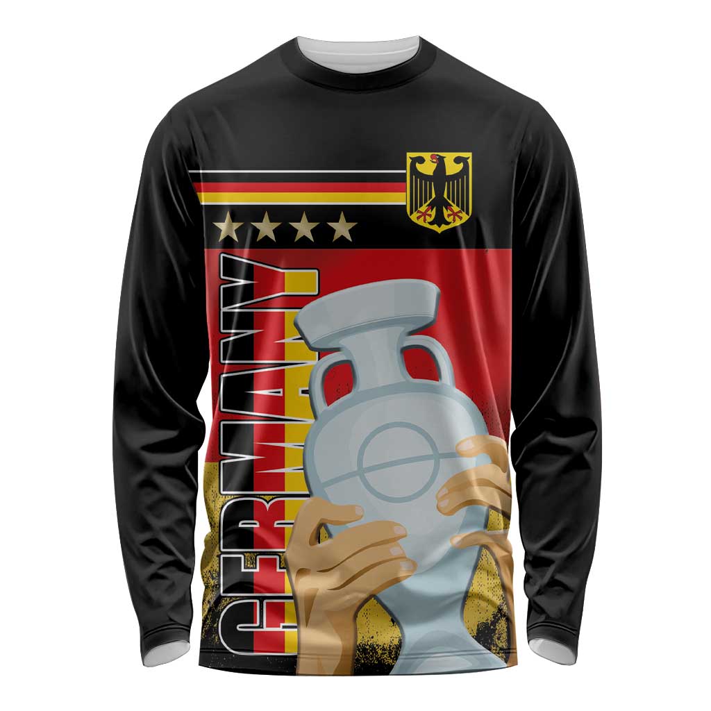 Custom Germany Football Road to the 4th European Championship Long Sleeve Shirt Black Color - Wonder Print Shop