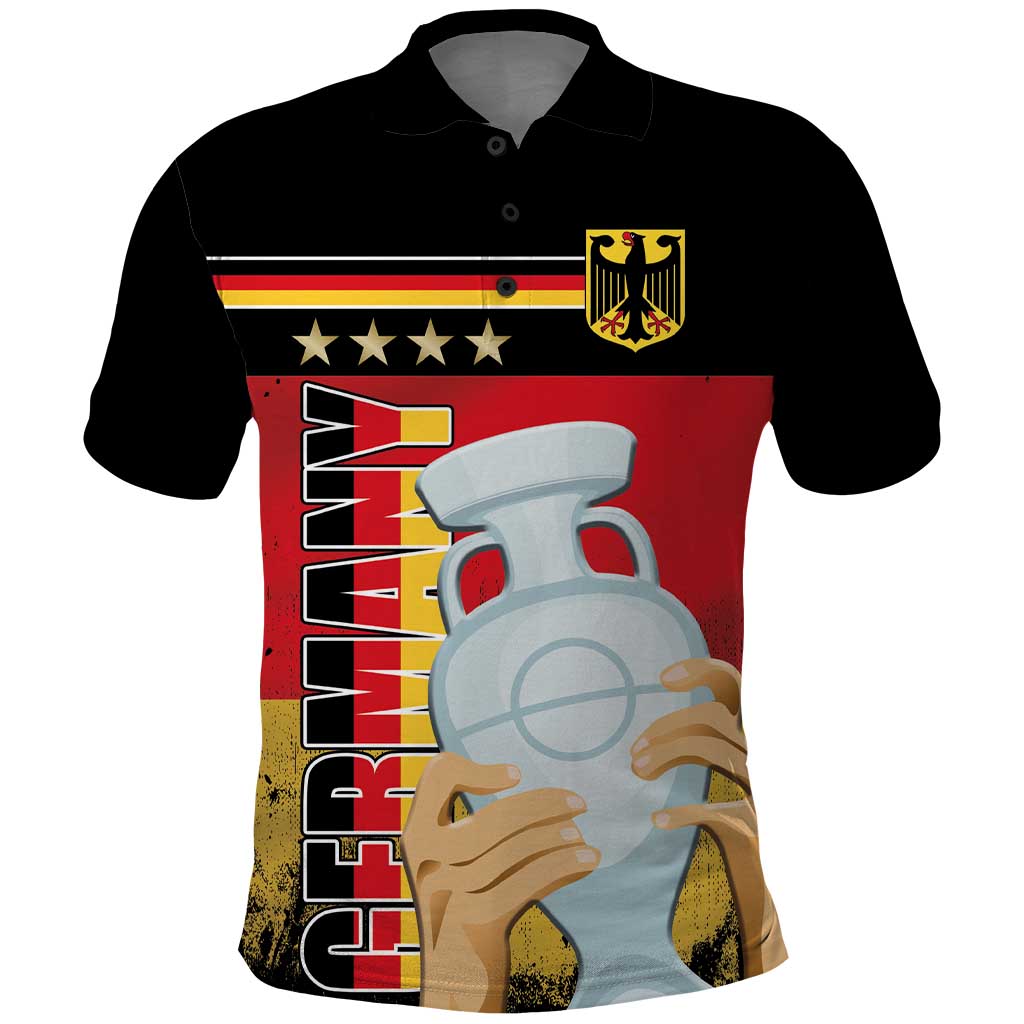 Custom Germany Football Road to the 4th European Championship Polo Shirt Black Color - Wonder Print Shop