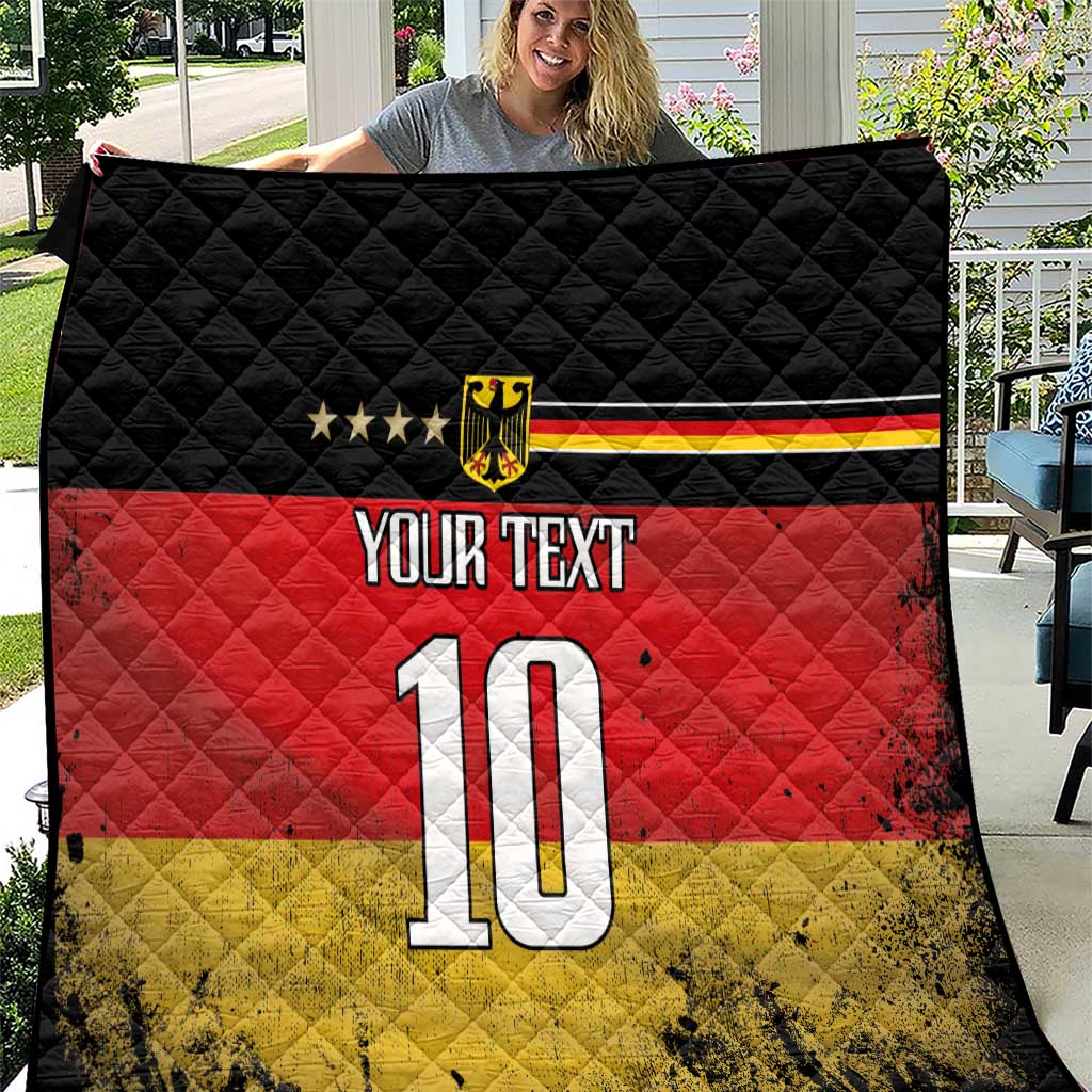 Custom Germany Football Road to the 4th European Championship Quilt Black Color