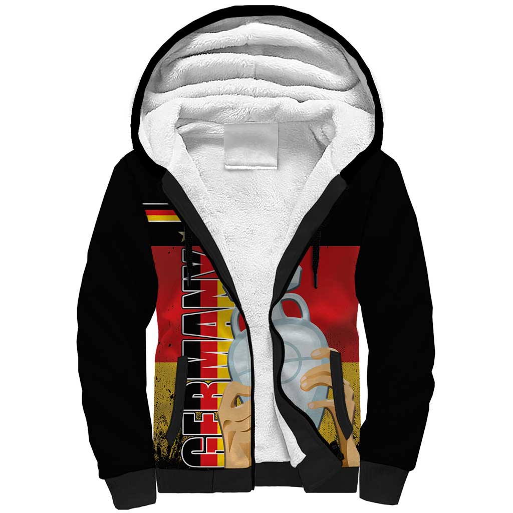 Custom Germany Football Road to the 4th European Championship Sherpa Hoodie Black Color