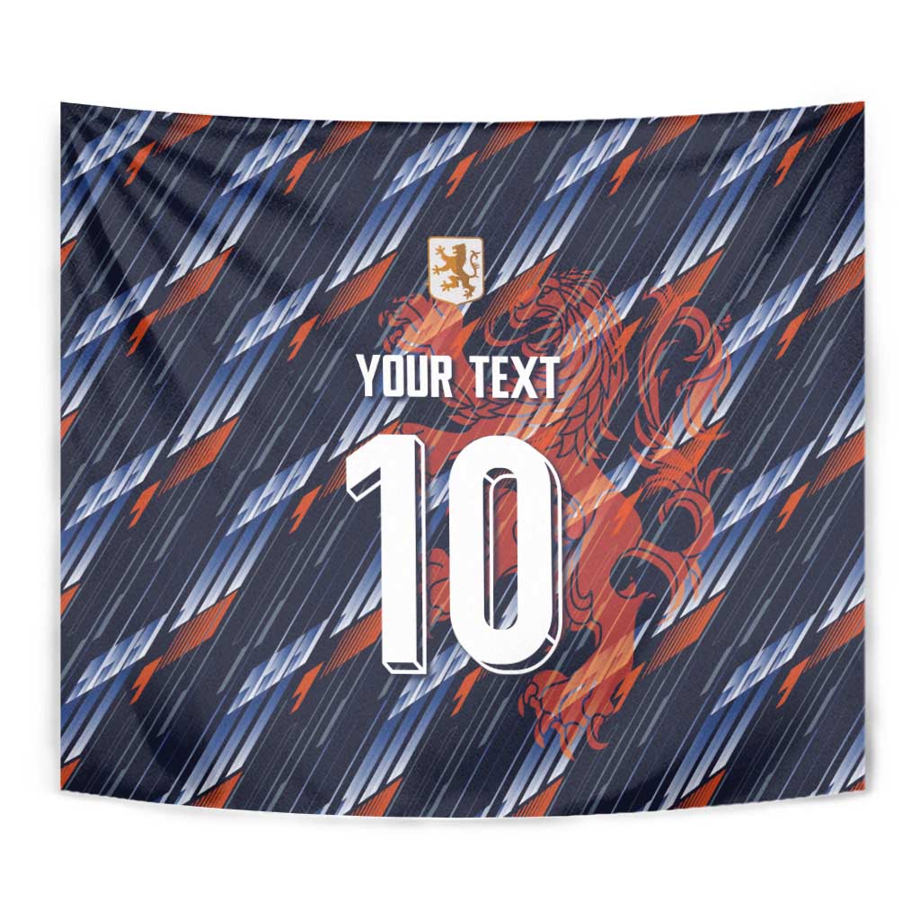 Navy football tapestry close-up with lion crest, 'YOUR TEXT', and number 10