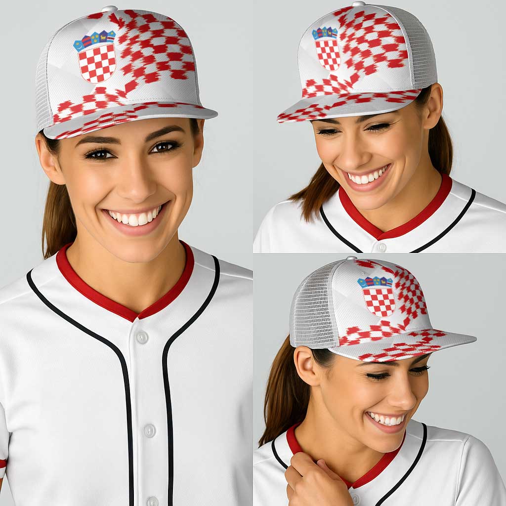 Croatia Football Baseball Net Cap Kockasti-Grunge Checkers - Wonder Print Shop