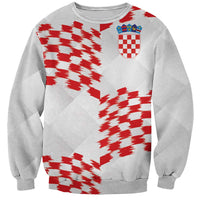 Custom Croatia Football Sweatshirt Kockasti-Grunge Checkers - Wonder Print Shop