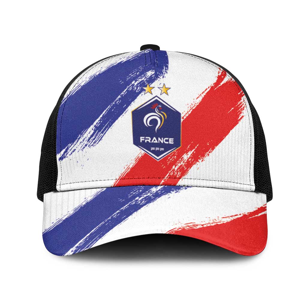 France Foorball Baseball Net Cap Les Bleus Tricolor Brush Style - Wonder Print Shop