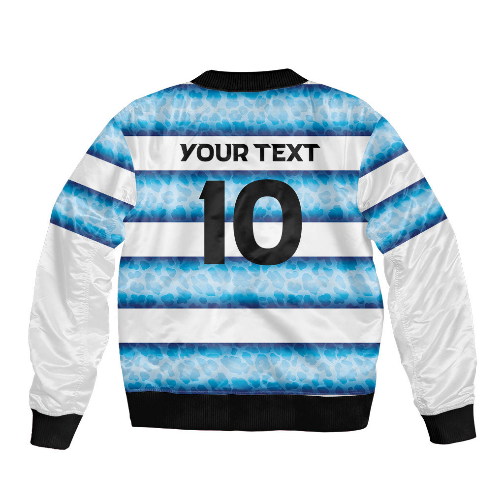 Argentina Rugby Custom Sleeve Zip Bomber Jacket Pumas Stripes Style