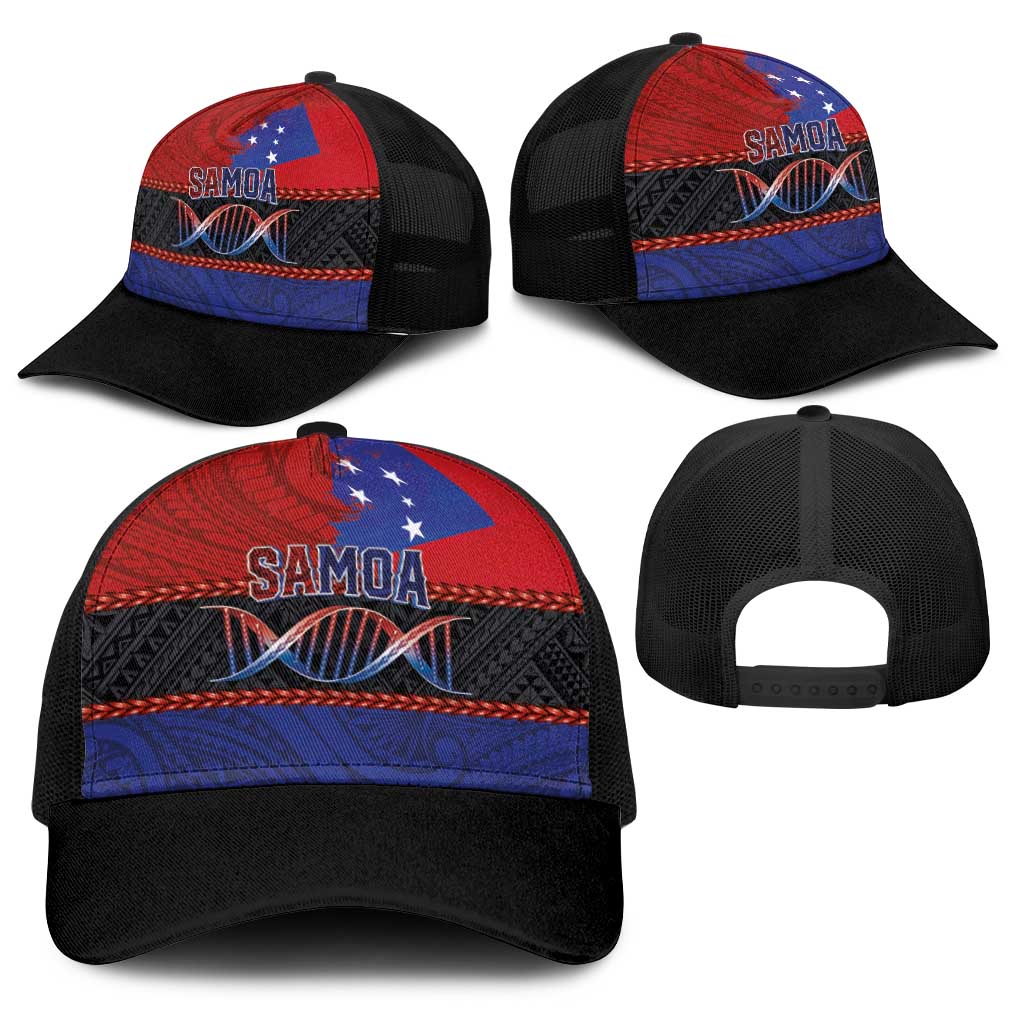 Personalised Samoan DNA-Proud of Samoa Baseball Net Cap Polynesian Patterns - Wonder Print Shop