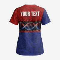 Personalised Samoan DNA-Proud of Samoa Scrub Top Polynesian Patterns - Wonder Print Shop