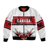 Canada Ice Hockey Custom Bomber Jacket Maple Leaves Sporty Geometric Style