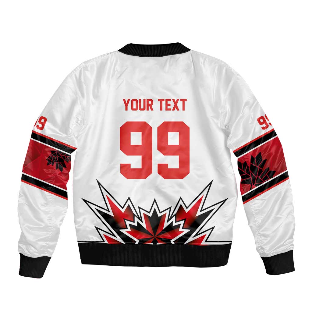 Canada Ice Hockey Custom Bomber Jacket Maple Leaves Sporty Geometric Style