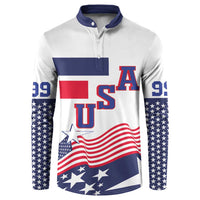 USA Ice Hockey Custom Button Sweatshirt Flag Sporty Style