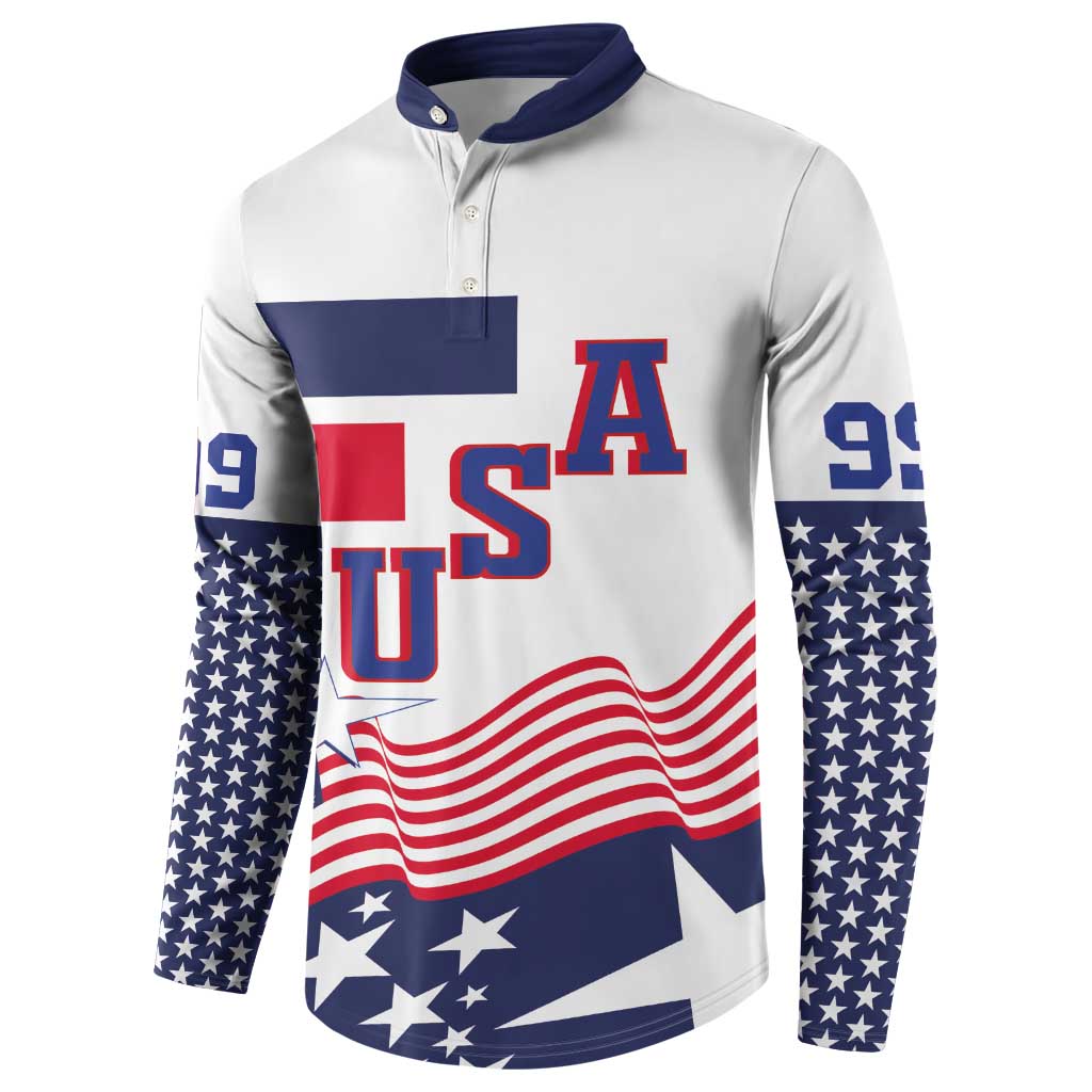 USA Ice Hockey Custom Button Sweatshirt Flag Sporty Style