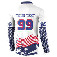 USA Ice Hockey Custom Button Sweatshirt Flag Sporty Style