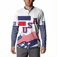 USA Ice Hockey Custom Button Sweatshirt Flag Sporty Style