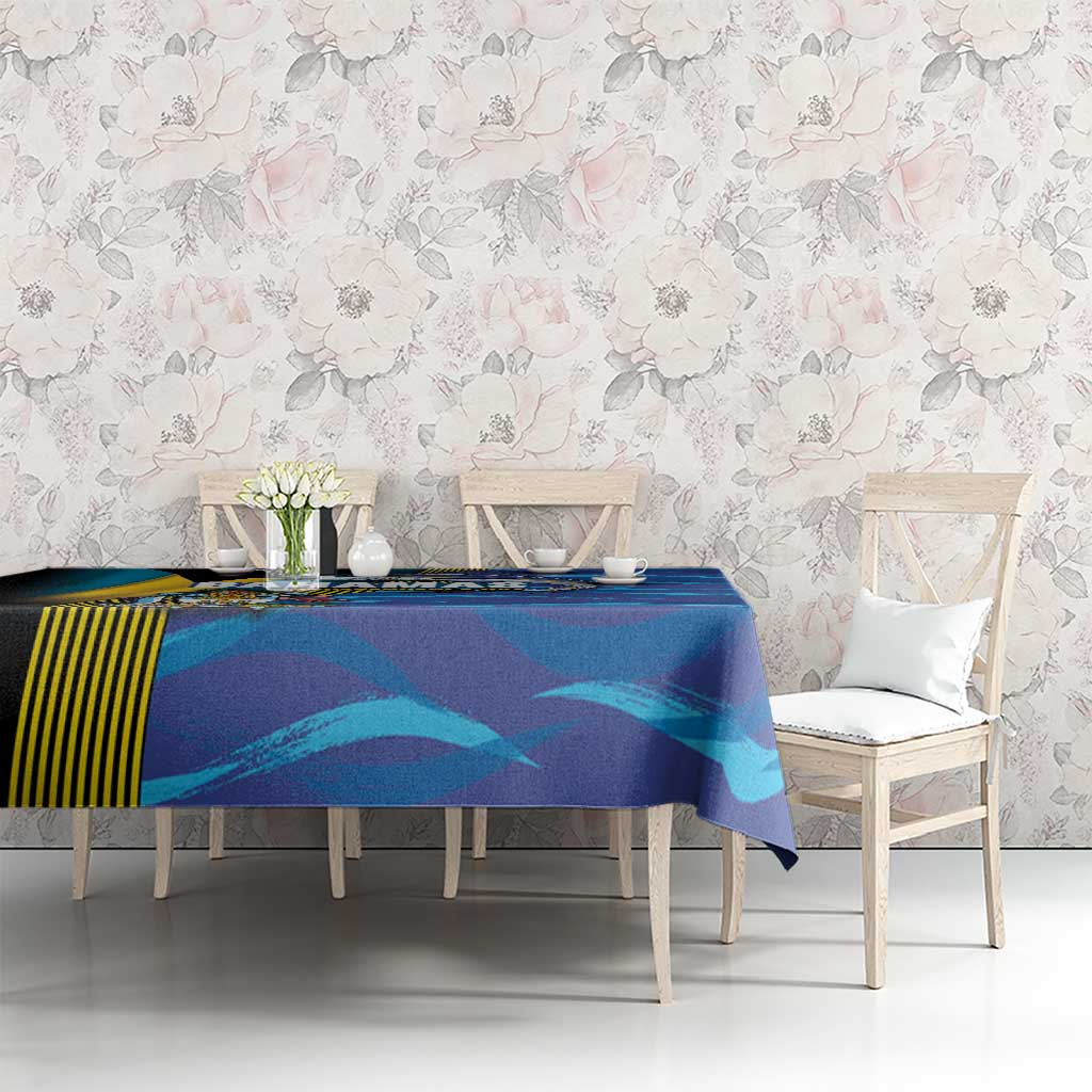 Bahamas Independence Day Tablecloth National Flag Style with Blue Marlin and Emblem