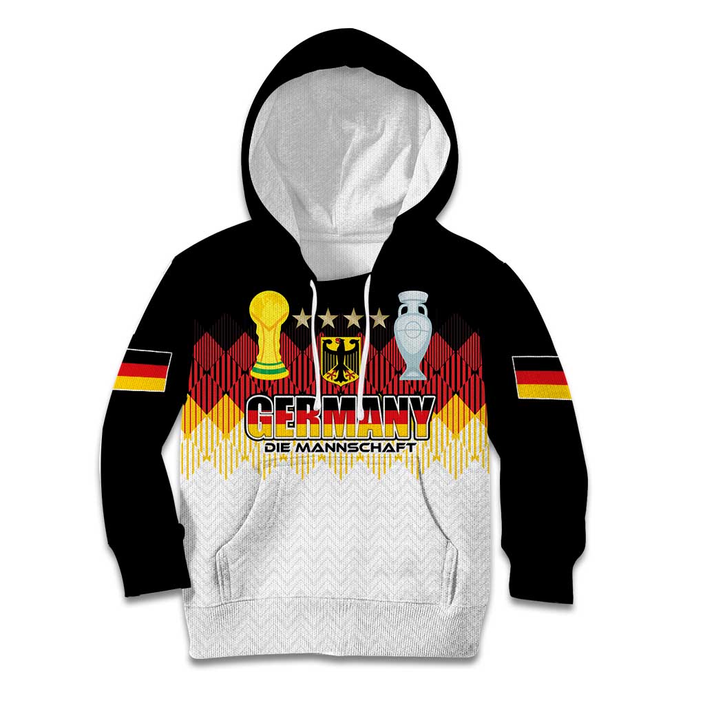 Custom Germany Football Kid Hoodie Die Mannschaft Championship Titles World and Euro - Wonder Print Shop